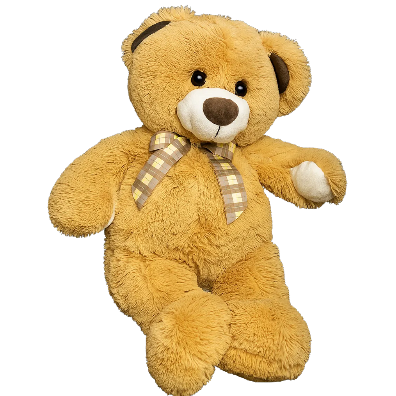 xx Peluche Ours Géant Beige avec Nœud à Carreaux – Douceur et Tendresse 60 cm