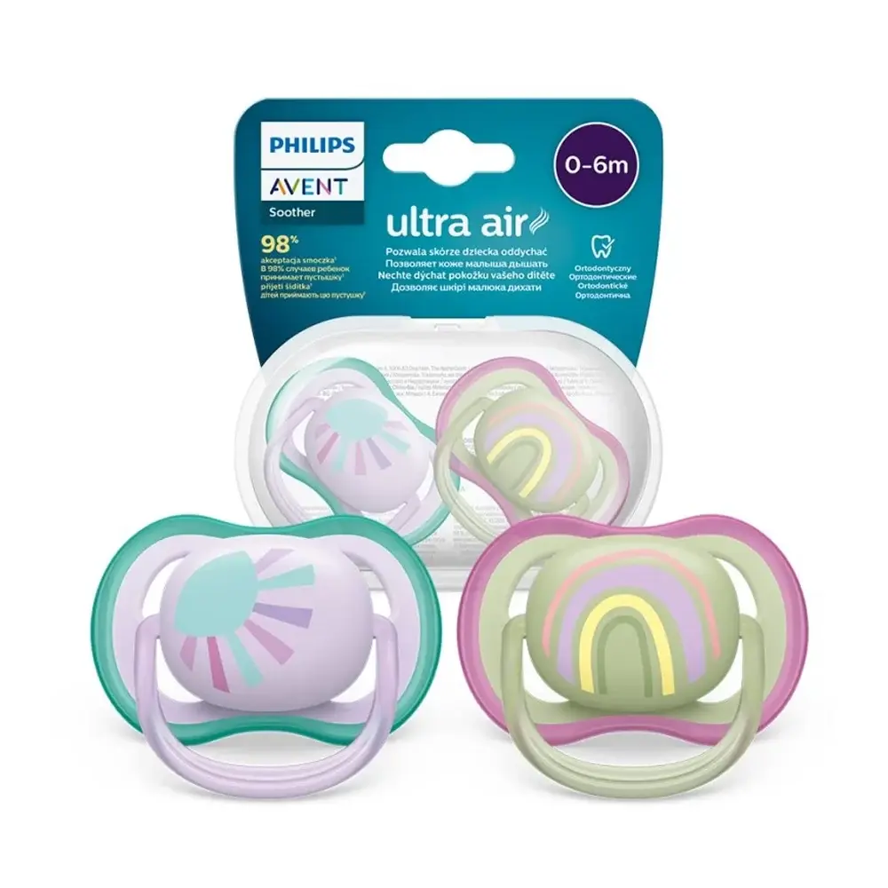 Philips Avent Lot de 2 sucettes Ultra Air 0-6m fille