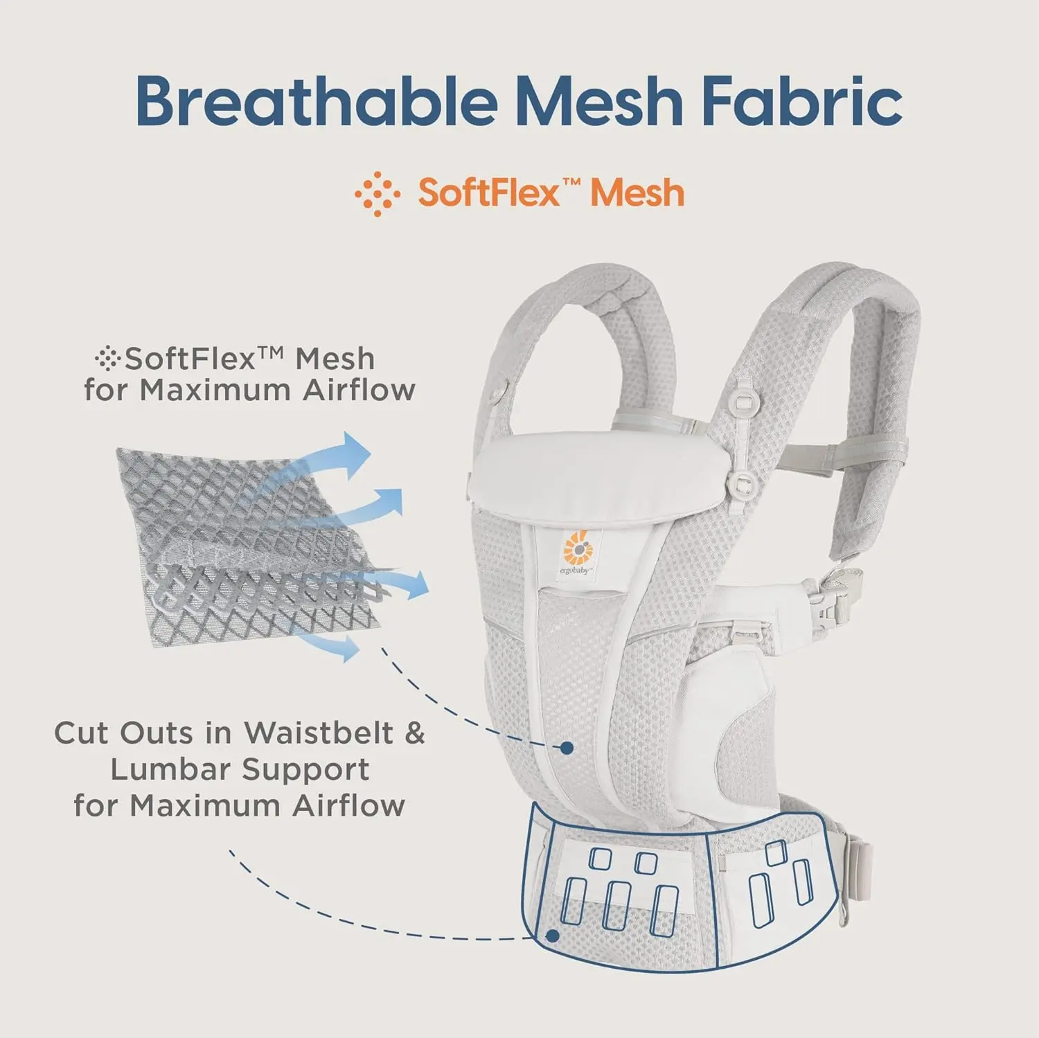 Porte-bébé ergonomique Ergobaby Omni Breeze - Bleu ardoise