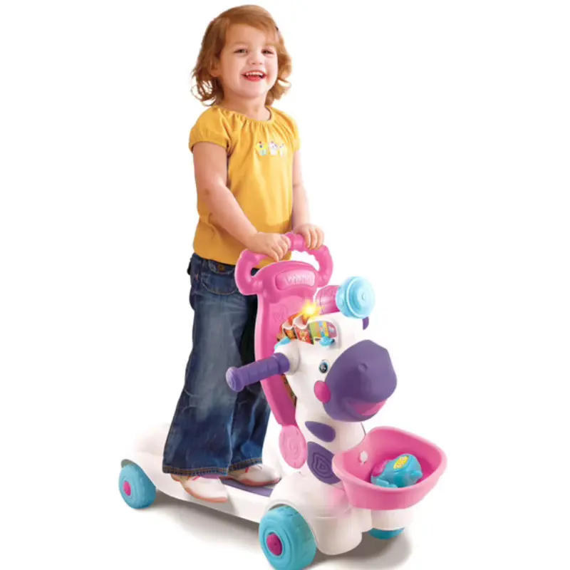 Porteur - Trottino mon zèbre rigolo rose
