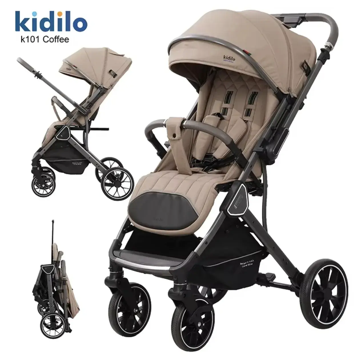 xx Poussette réversible compacte K101 Maron– Kidilo