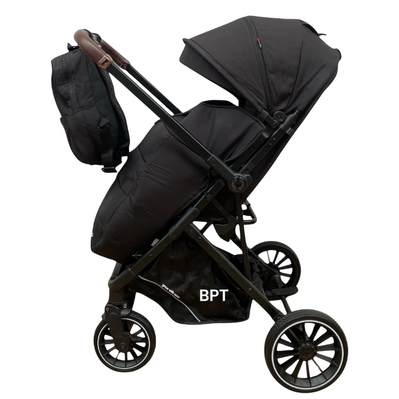 Poussette valise réversible avec cache pieds et Sac 6530 Kidilo - Noir