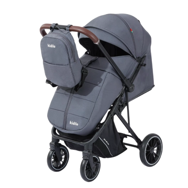 xx Poussette Valise Réversible avec Cache-Pieds et Sac Kidilo 6530 Gris