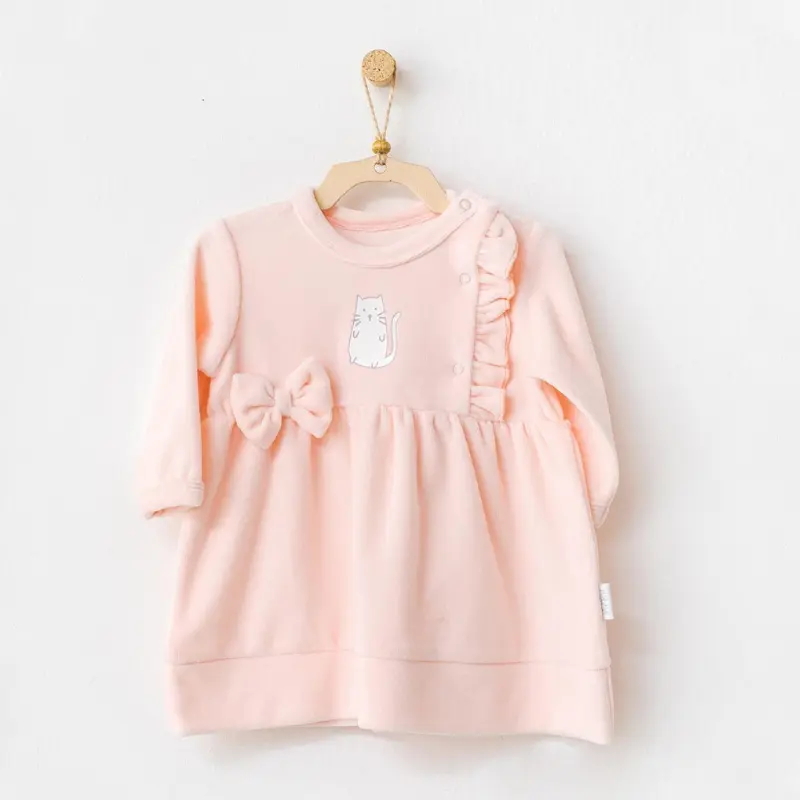 xx Robe bébé en velours à motifs de chats Andywawa AC21120 Rose