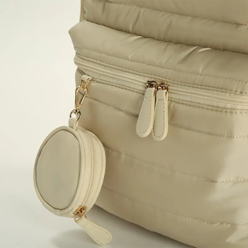 Sac à dos en cuir et tissu pour soins bébé et mère Beige MY Collection