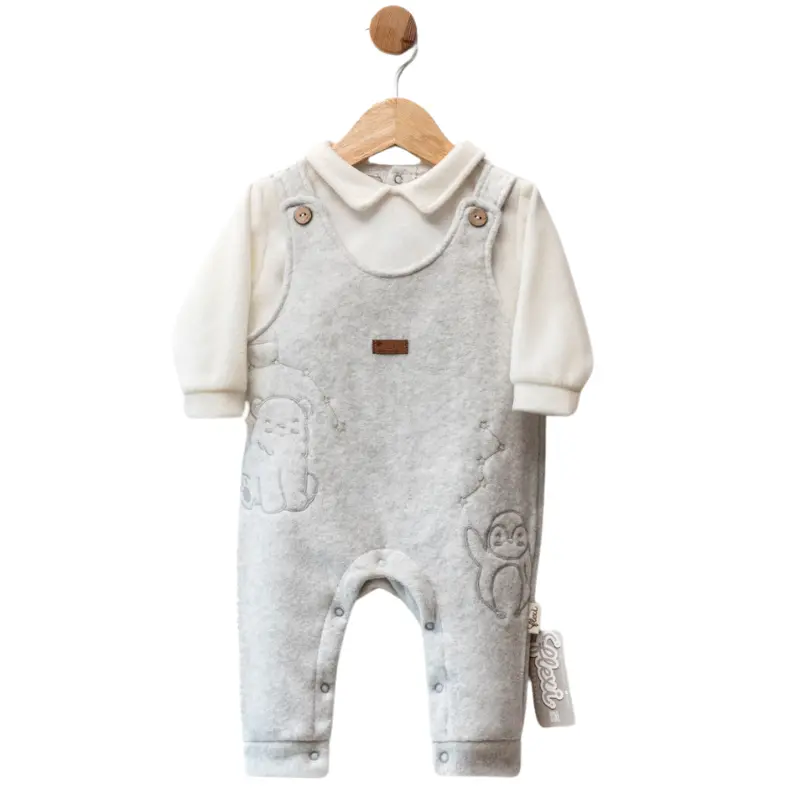 Salopette bébé en polaire avec broderies d’oursons