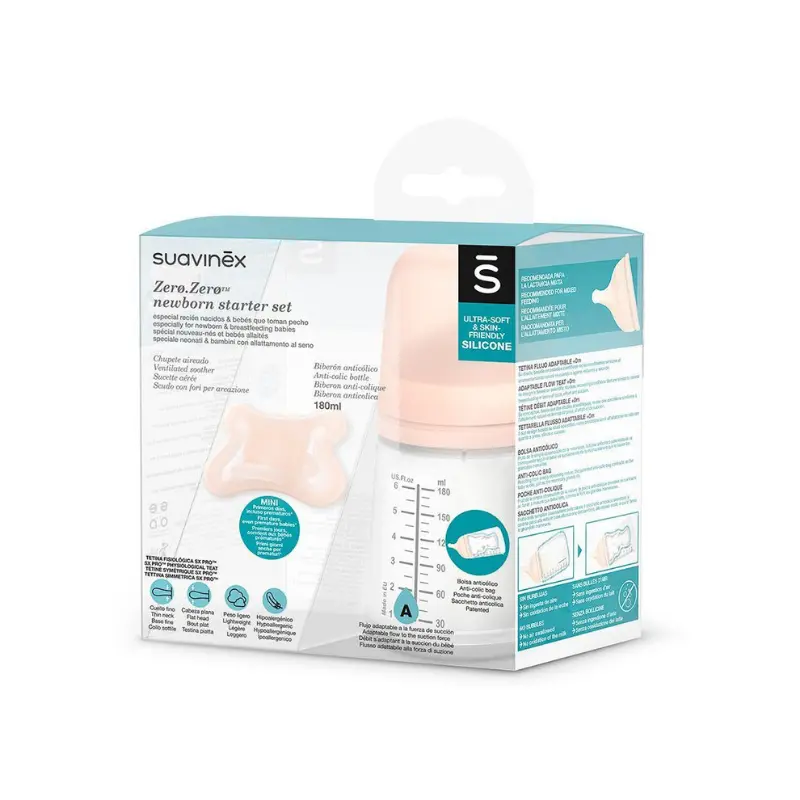 Suavinex Set Biberon Zero.Zero 180 ml avec Sucette