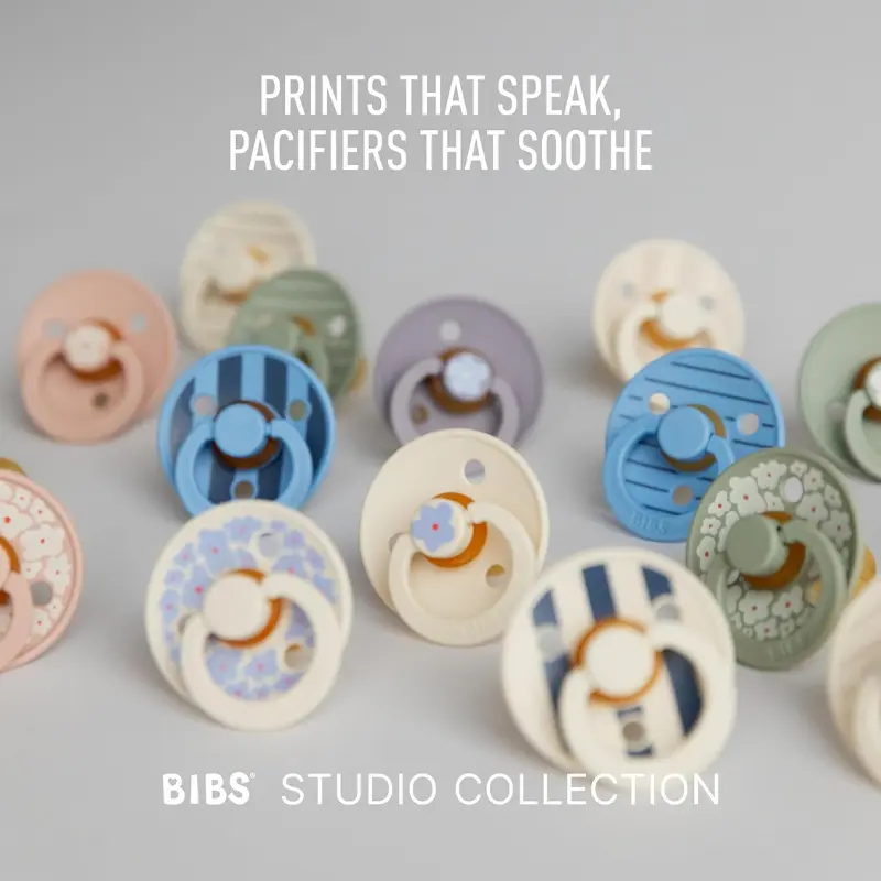 Sucette Bibs Colour Studio Lot de 2 – Ronde, Latex Naturel, Sans BPA – Ivoire, Vanille - Pin
