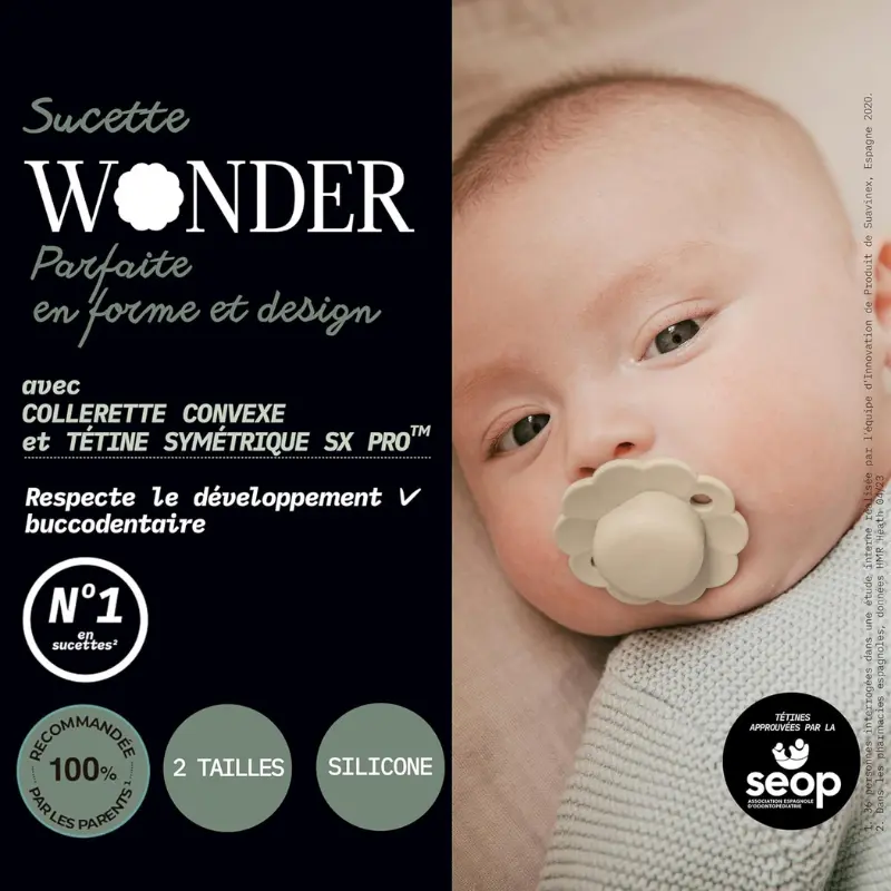 Sucette ronde Suavinex Wonder – Mauve – Tétine symétrique SX PRO