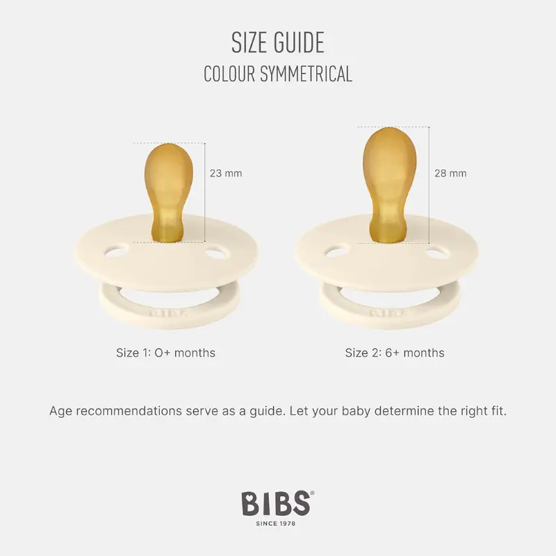 Sucettes BIBS Colour Symétriques – Sans BPA, Tétine Symétrique en Latex Naturel – Ivoire-Sauge
