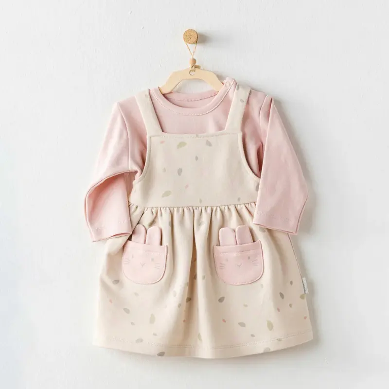 xx Tenue robe-salope à feuilles beiges