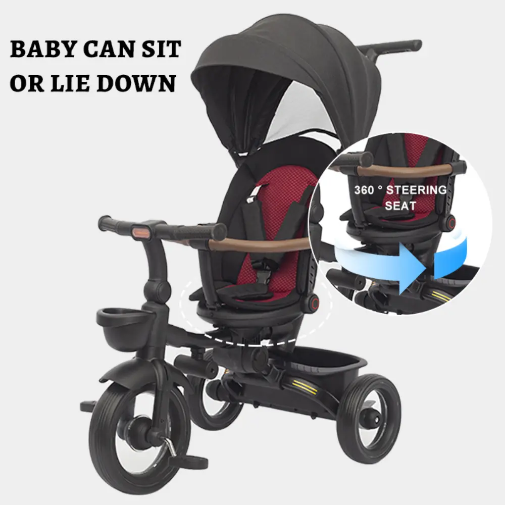 Tricycle pliable 7 en 1 pour enfants de 6 mois à 5 ans Rose