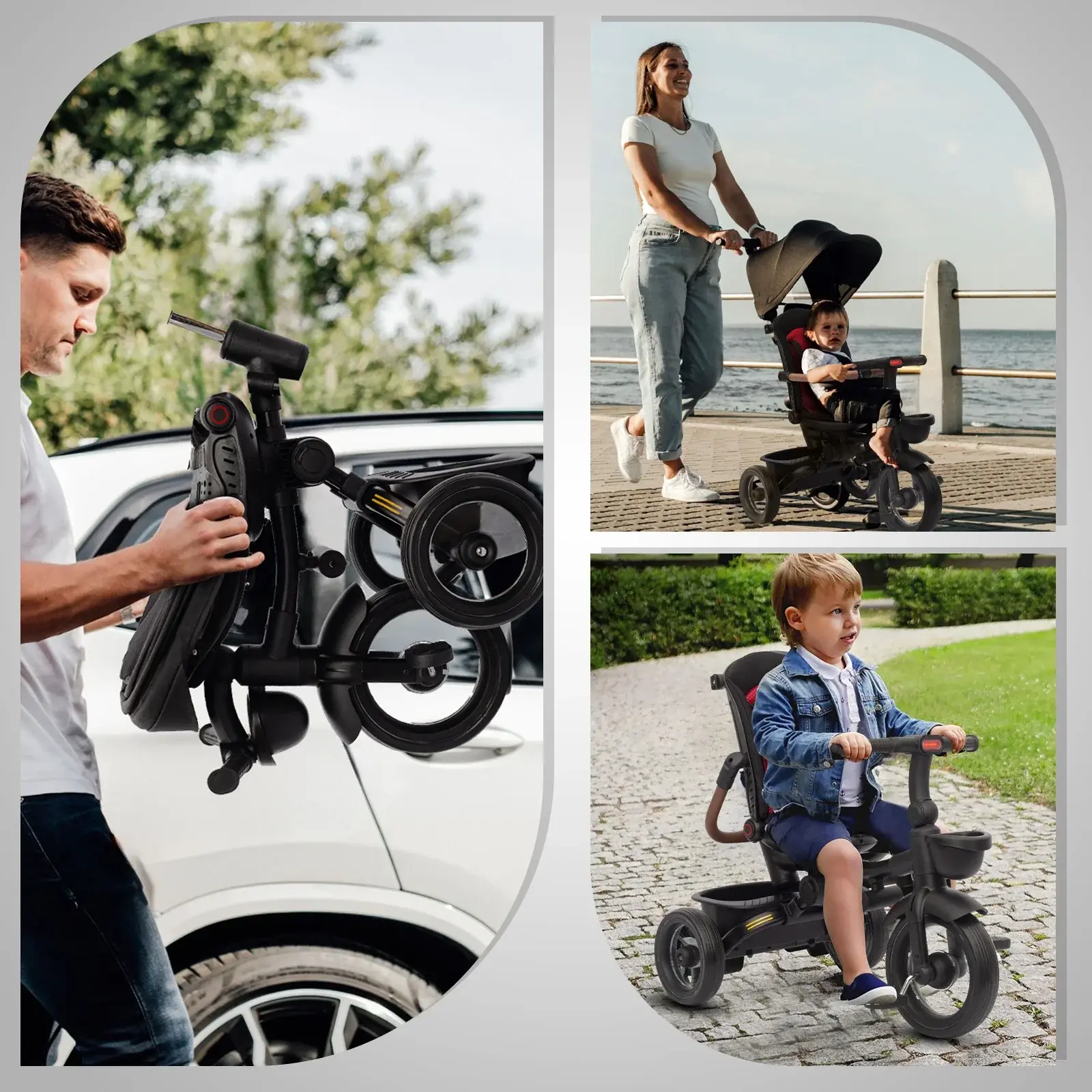 Tricycle pliable 7 en 1 pour enfants de 6 mois à 5 ans