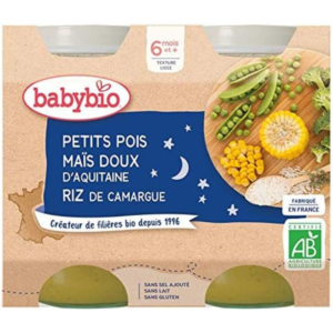 Petit pot Bonne Nuit petit pois maïs et riz bio - 2x200g