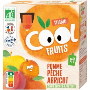 Vitabio Cool - Gourdes Fruits Pomme Pêche Abricot 4x90 g