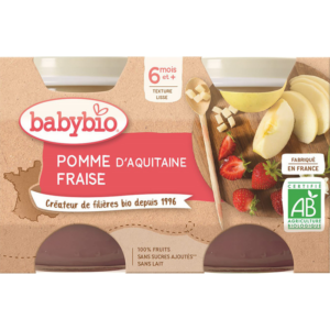 Petit pots sucrés de Pomme et Fraise 2x130g - Babybio