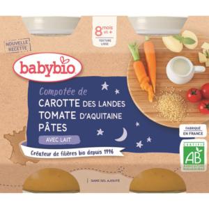 Petits pots de compotée de carotte tomate et pâtes 2x200g